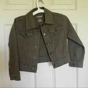 Girls hunter green Cropped Jean Jacket